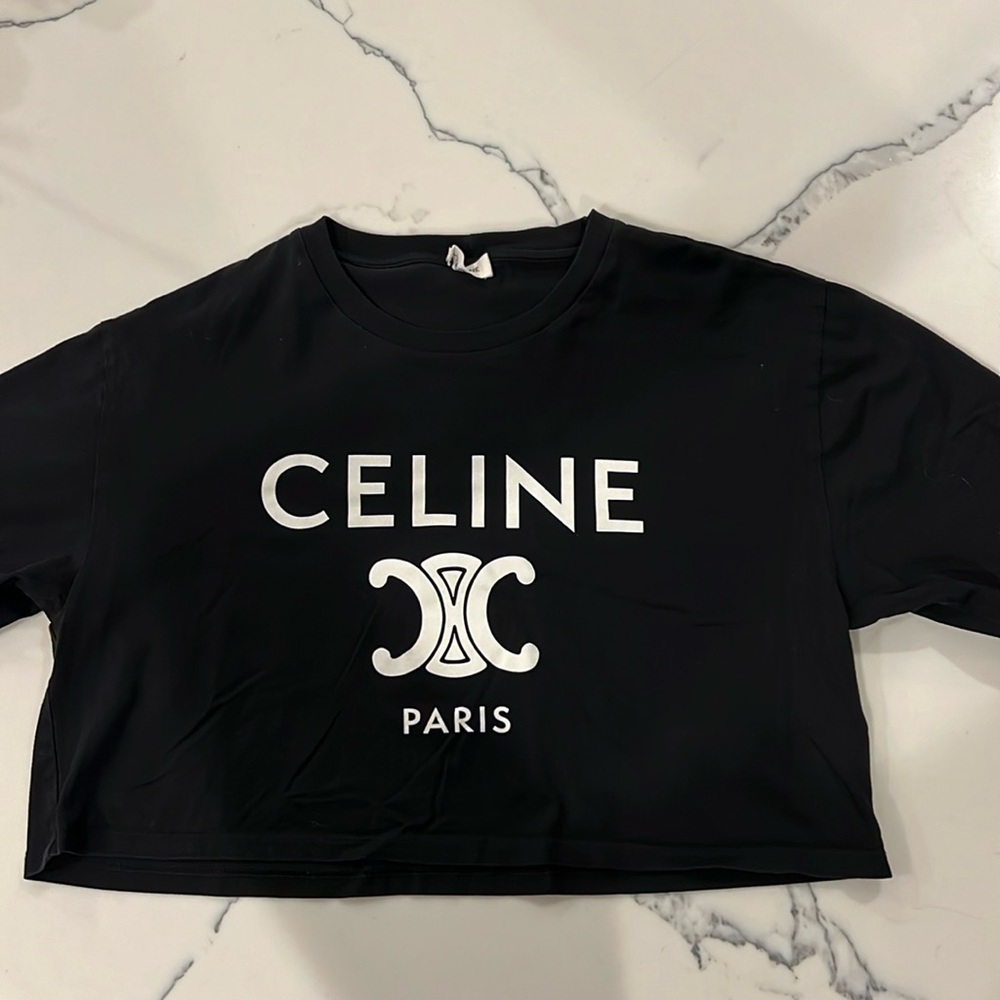 Celine cropped logo tee